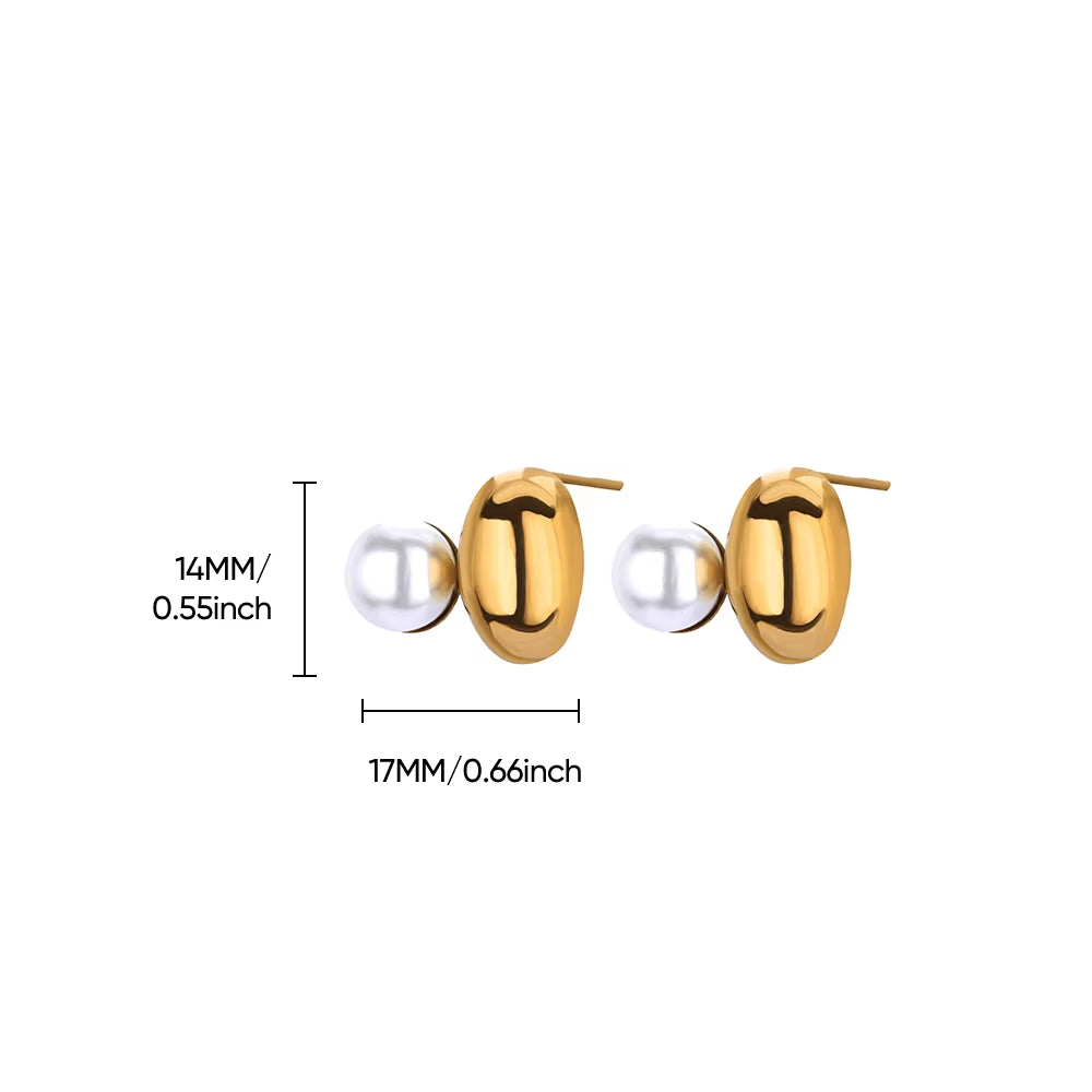 Circle Earrings for Women Vintage Punk Baroque Pearl Earrings Stainless Steel Ear Clip Women Jewelry Imitation Pearl Gift Mujer