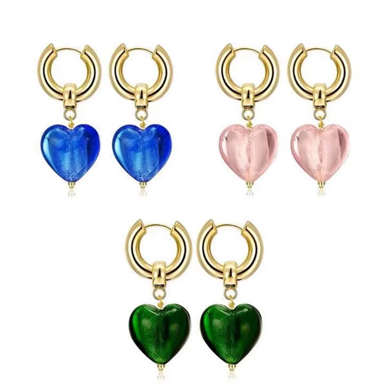 Stainless Steel Heart Earrings/Clear/Blue Earrings Girls Jewelry Gifts Wholesale Women Jewelry, Party Gifts, Fashion