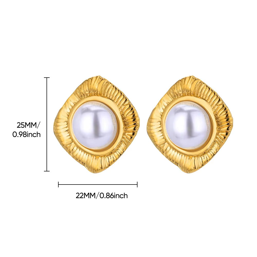 Circle Earrings for Women Vintage Punk Baroque Pearl Earrings Stainless Steel Ear Clip Women Jewelry Imitation Pearl Gift Mujer