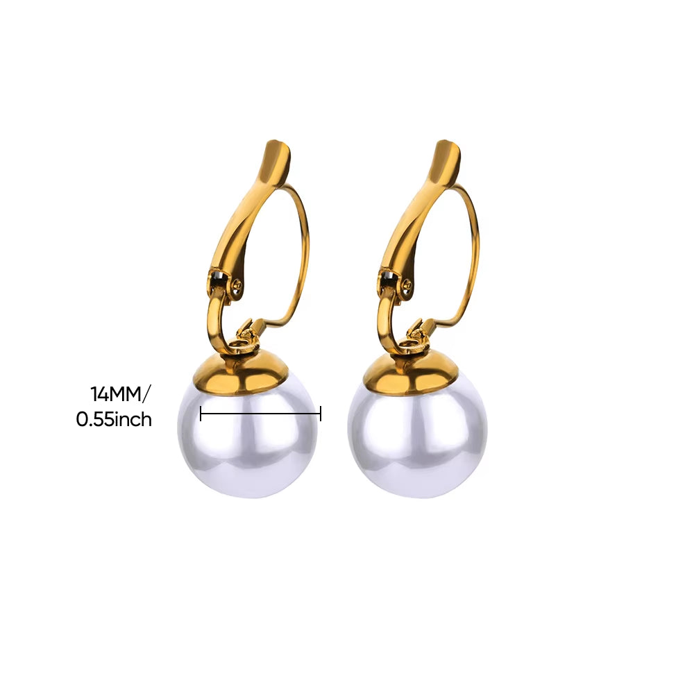 Circle Earrings for Women Vintage Punk Baroque Pearl Earrings Stainless Steel Ear Clip Women Jewelry Imitation Pearl Gift Mujer