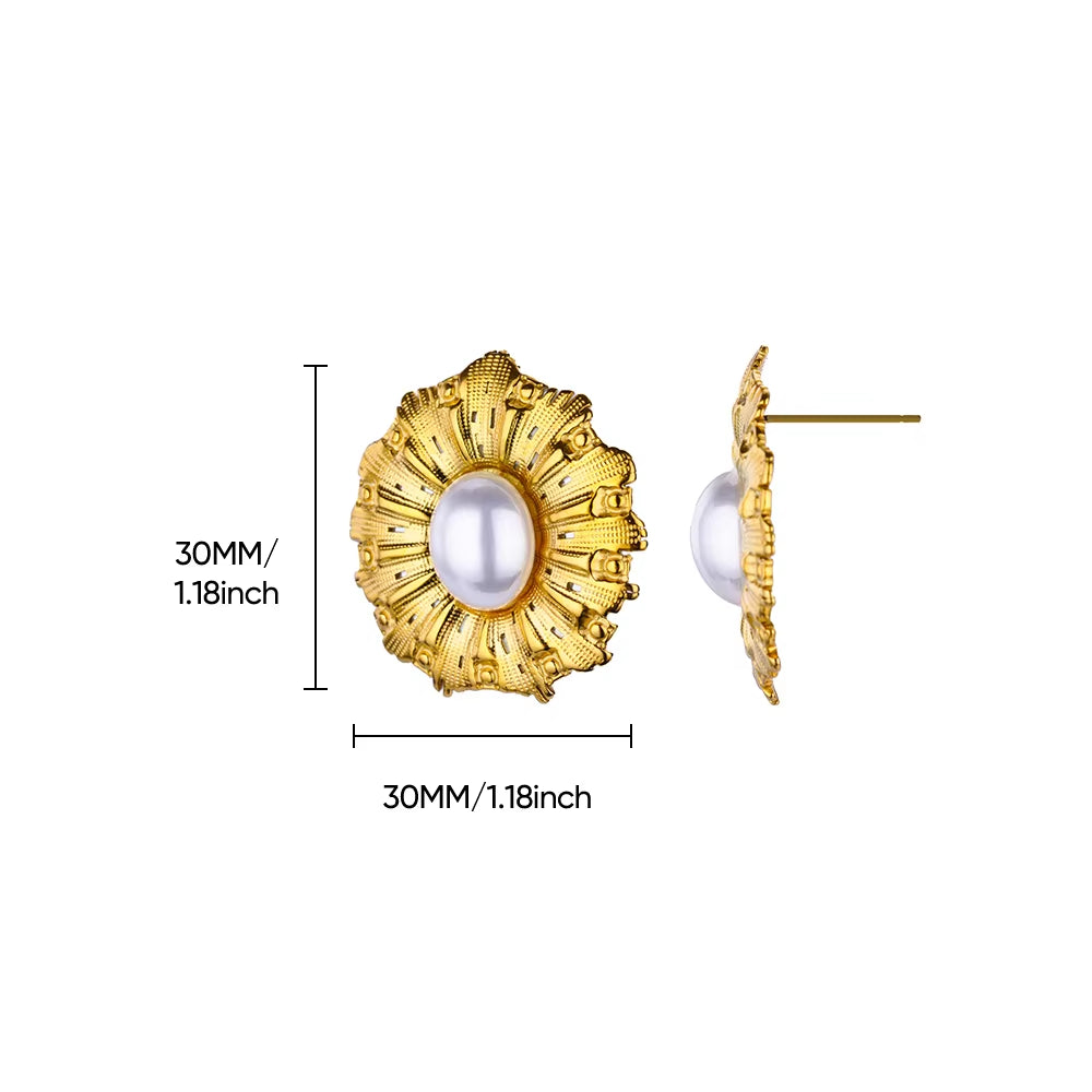 Circle Earrings for Women Vintage Punk Baroque Pearl Earrings Stainless Steel Ear Clip Women Jewelry Imitation Pearl Gift Mujer