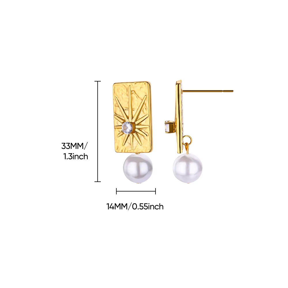 Circle Earrings for Women Vintage Punk Baroque Pearl Earrings Stainless Steel Ear Clip Women Jewelry Imitation Pearl Gift Mujer