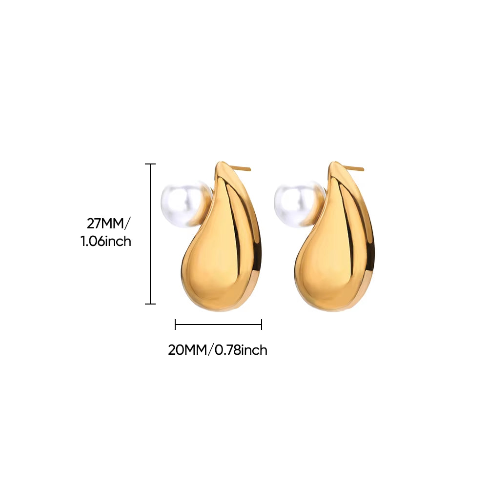 Circle Earrings for Women Vintage Punk Baroque Pearl Earrings Stainless Steel Ear Clip Women Jewelry Imitation Pearl Gift Mujer