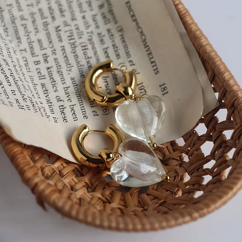 Stainless Steel Heart Earrings/Clear/Blue Earrings Girls Jewelry Gifts Wholesale Women Jewelry, Party Gifts, Fashion