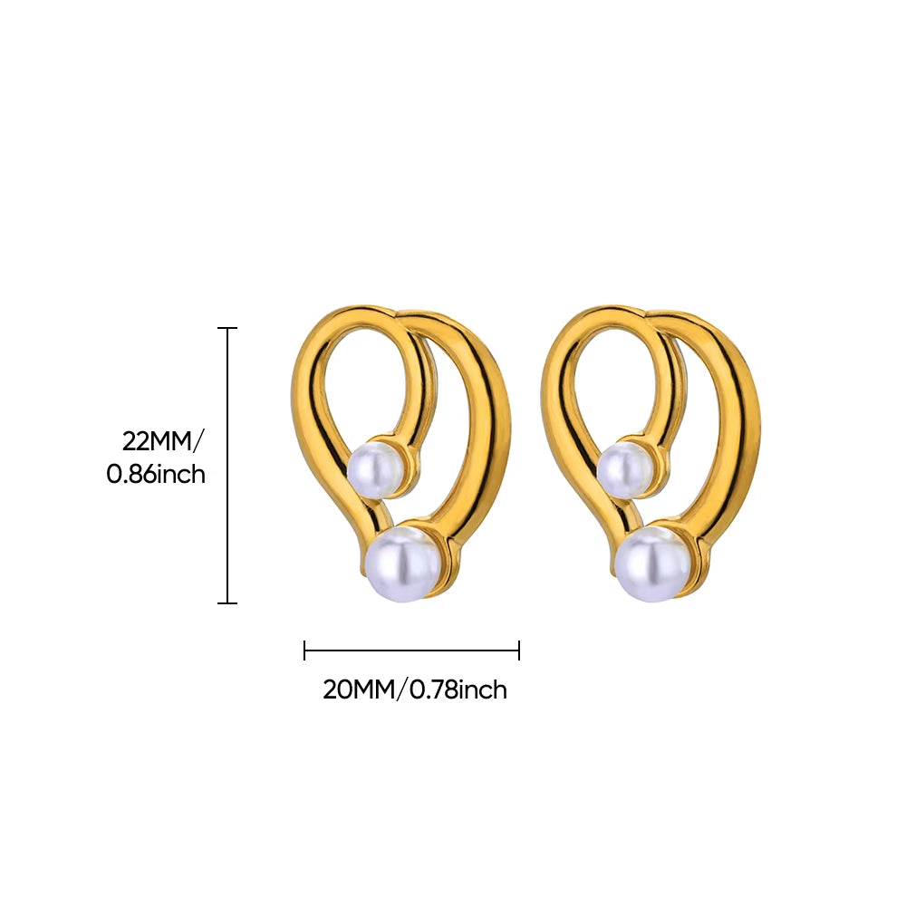 Circle Earrings for Women Vintage Punk Baroque Pearl Earrings Stainless Steel Ear Clip Women Jewelry Imitation Pearl Gift Mujer