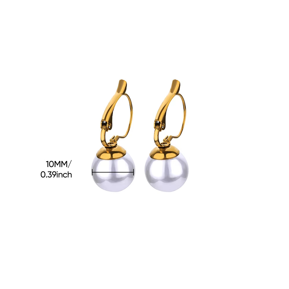 Circle Earrings for Women Vintage Punk Baroque Pearl Earrings Stainless Steel Ear Clip Women Jewelry Imitation Pearl Gift Mujer