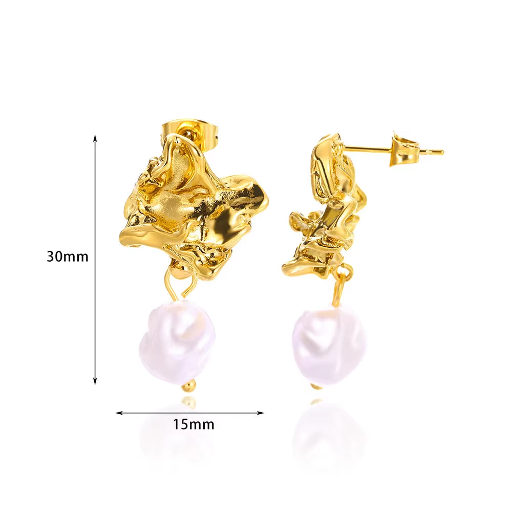 Circle Earrings for Women Vintage Punk Baroque Pearl Earrings Stainless Steel Ear Clip Women Jewelry Imitation Pearl Gift Mujer