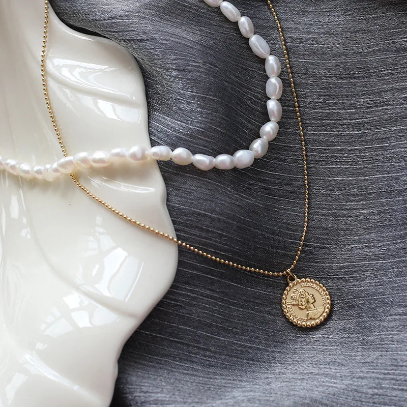 Natural Freshwater Pearl Necklace for Women Irregular Rice Pearl Necklace DIY Accesories Elegant Jewelry 