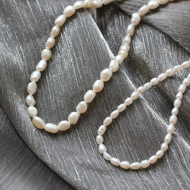 Natural Freshwater Pearl Necklace for Women Irregular Rice Pearl Necklace DIY Accesories Elegant Jewelry 
