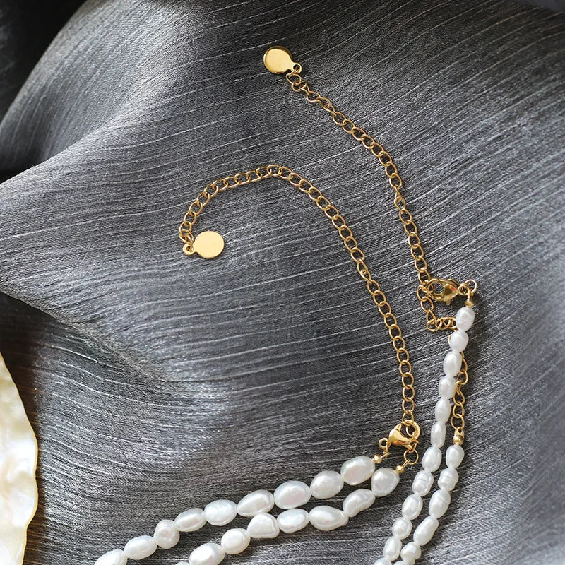 Natural Freshwater Pearl Necklace for Women Irregular Rice Pearl Necklace DIY Accesories Elegant Jewelry 