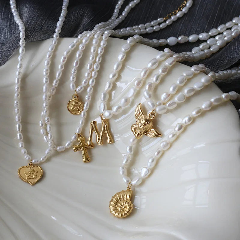 Natural Freshwater Pearl Necklace for Women Irregular Rice Pearl Necklace DIY Accesories Elegant Jewelry 