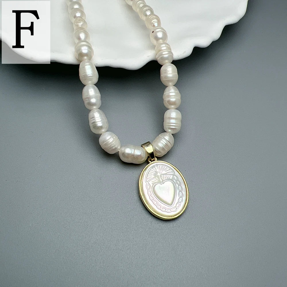 Natural Freshwater Pearl Necklace Female Jesus Sacred Heart Virgin Mary Guadalupe Pendant Choker for Women Luxury Jewelry Gifts