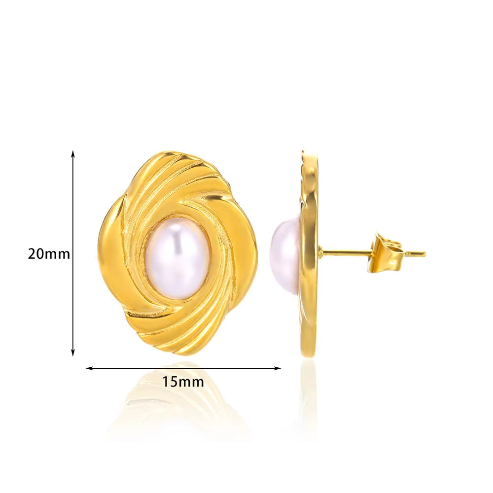 Circle Earrings for Women Vintage Punk Baroque Pearl Earrings Stainless Steel Ear Clip Women Jewelry Imitation Pearl Gift Mujer