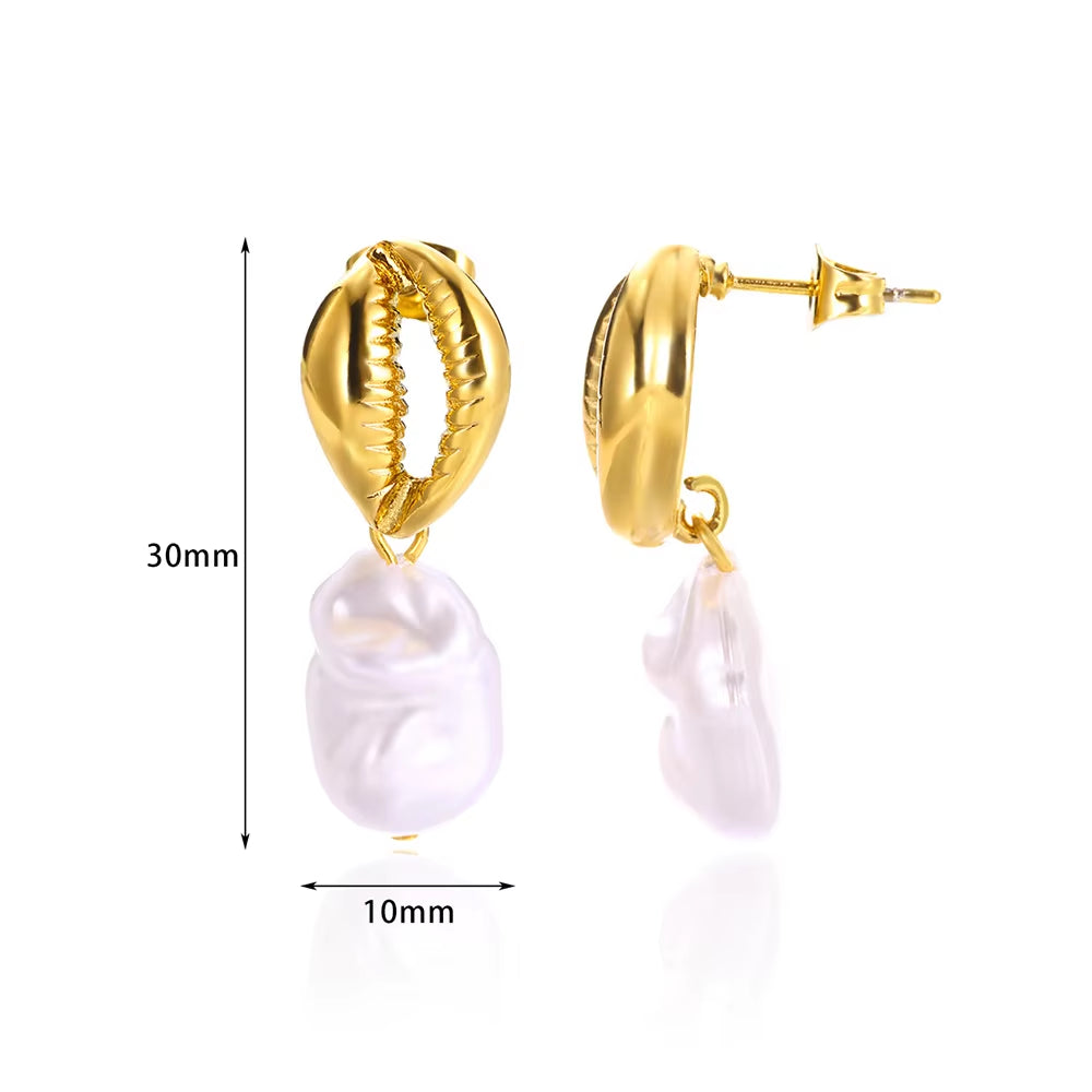 Circle Earrings for Women Vintage Punk Baroque Pearl Earrings Stainless Steel Ear Clip Women Jewelry Imitation Pearl Gift Mujer